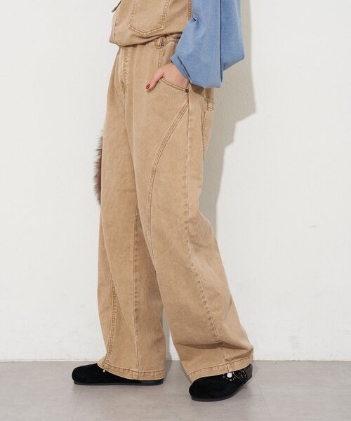 CIAOPANIC（チャオパニック）の「【ANTI WARP /アンチワープ】セパレートデニムオーバーオール（サロペット/オーバーオール・レディース・ピンク/ベージュ/ブルー・LARGE/MEDIUM）」の9枚目の写真