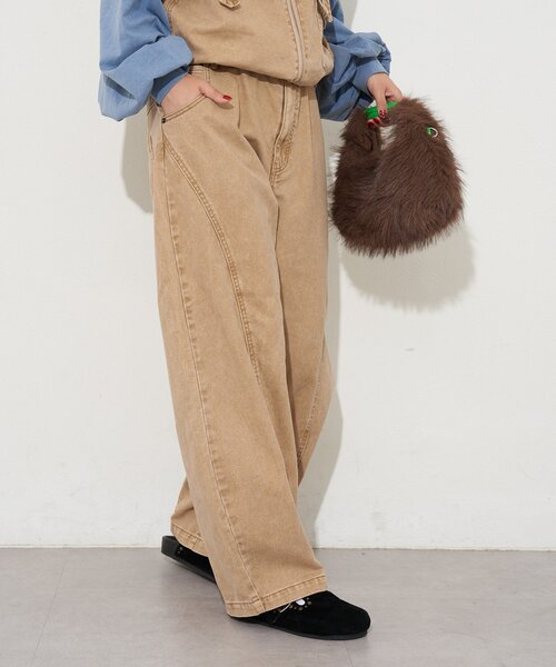 CIAOPANIC（チャオパニック）の「【ANTI WARP /アンチワープ】セパレートデニムオーバーオール（サロペット/オーバーオール・レディース・ピンク/ベージュ/ブルー・LARGE/MEDIUM）」の10枚目の写真