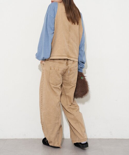 CIAOPANIC（チャオパニック）の「【ANTI WARP /アンチワープ】セパレートデニムオーバーオール（サロペット/オーバーオール・レディース・ピンク/ベージュ/ブルー・LARGE/MEDIUM）」の13枚目の写真