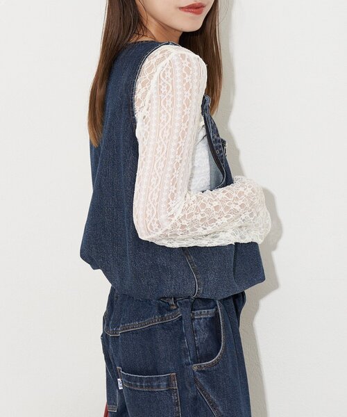 CIAOPANIC（チャオパニック）の「【ANTI WARP /アンチワープ】セパレートデニムオーバーオール（サロペット/オーバーオール・レディース・ピンク/ベージュ/ブルー・LARGE/MEDIUM）」の16枚目の写真