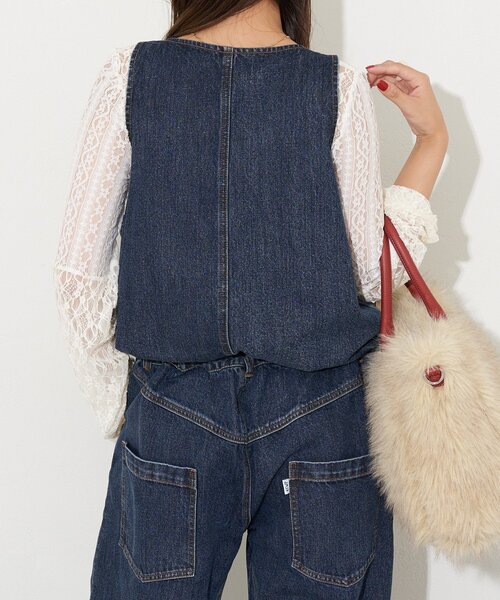 CIAOPANIC（チャオパニック）の「【ANTI WARP /アンチワープ】セパレートデニムオーバーオール（サロペット/オーバーオール・レディース・ピンク/ベージュ/ブルー・LARGE/MEDIUM）」の17枚目の写真