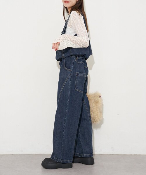 CIAOPANIC（チャオパニック）の「【ANTI WARP /アンチワープ】セパレートデニムオーバーオール（サロペット/オーバーオール・レディース・ピンク/ベージュ/ブルー・LARGE/MEDIUM）」の19枚目の写真