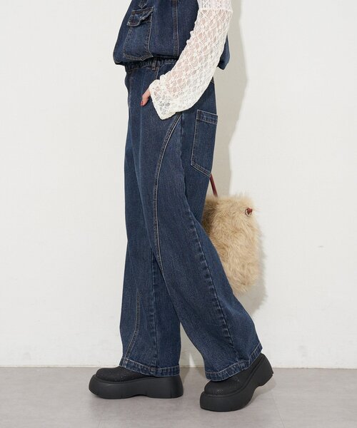 CIAOPANIC（チャオパニック）の「【ANTI WARP /アンチワープ】セパレートデニムオーバーオール（サロペット/オーバーオール・レディース・ピンク/ベージュ/ブルー・LARGE/MEDIUM）」の22枚目の写真