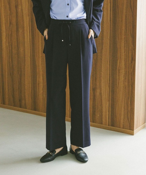 セール】ウツクシルエットイージーWクロスストレートパンツ/495820