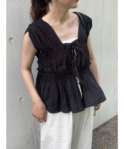 ehka sopo（エヘカソポ）の「◎リボンノースリブラウス（シャツ/ブラウス・レディース・キナリ/ブラウン/ブラック・F）」の20枚目の写真