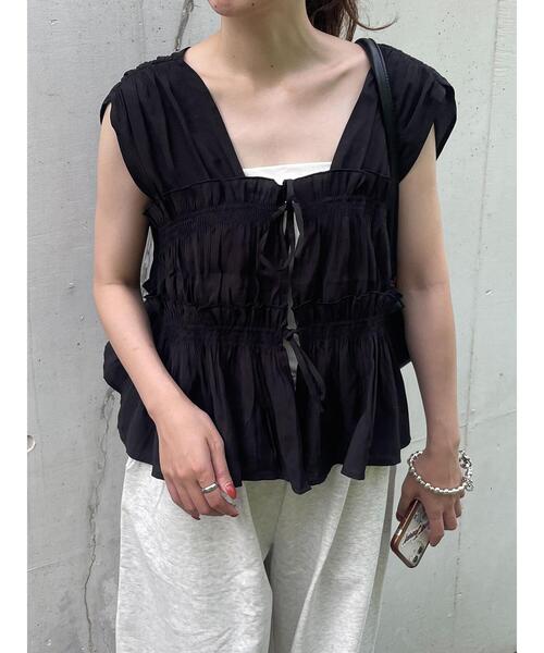 ehka sopo（エヘカソポ）の「◎リボンノースリブラウス（シャツ/ブラウス・レディース・キナリ/ブラウン/ブラック・F）」の21枚目の写真