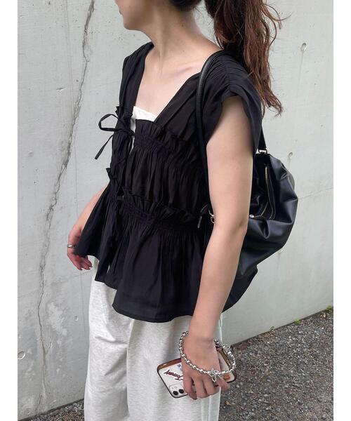 ehka sopo（エヘカソポ）の「◎リボンノースリブラウス（シャツ/ブラウス・レディース・キナリ/ブラウン/ブラック・F）」の22枚目の写真