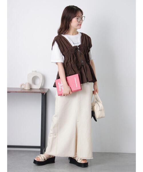 ehka sopo（エヘカソポ）の「◎リボンノースリブラウス（シャツ/ブラウス・レディース・キナリ/ブラウン/ブラック・F）」の8枚目の写真