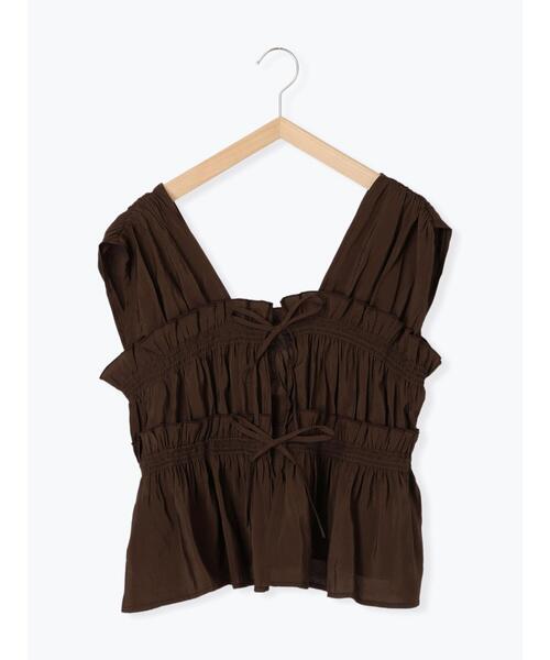 ehka sopo（エヘカソポ）の「◎リボンノースリブラウス（シャツ/ブラウス・レディース・キナリ/ブラウン/ブラック・F）」の12枚目の写真