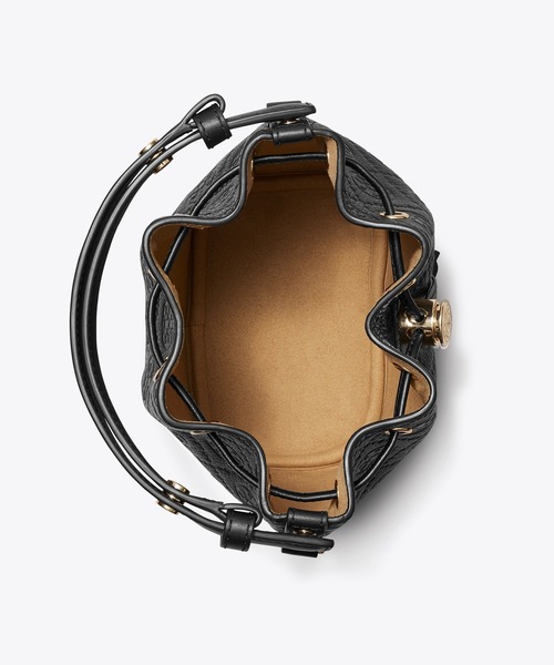 TORY BURCH(トリーバーチ)の「Tモノグラム ペブルド ミニバケットバッグ(ショルダーバッグ・レディース・ブラック/キャメル・ONE SIZE)」の6枚目の写真