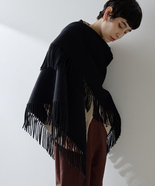Whim Gazette（ウィムガゼット）の「【Christian AKS】Wool Fringe Stole（ストール/ショール・レディース・モカ/ブラック・FREE）」の12枚目の写真