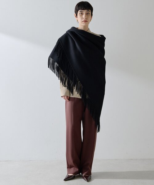 Whim Gazette（ウィムガゼット）の「【Christian AKS】Wool Fringe Stole（ストール/ショール・レディース・モカ/ブラック・FREE）」の19枚目の写真