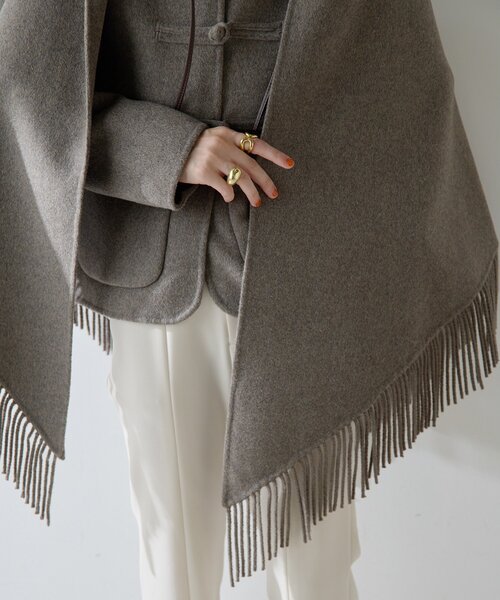 Whim Gazette（ウィムガゼット）の「【Christian AKS】Wool Fringe Stole（ストール/ショール・レディース・モカ/ブラック・FREE）」の17枚目の写真