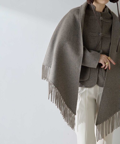 Whim Gazette（ウィムガゼット）の「【Christian AKS】Wool Fringe Stole（ストール/ショール・レディース・モカ/ブラック・FREE）」の16枚目の写真