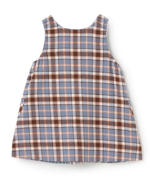 KP（ケーピー）の「チェック×mimiちゃん刺しゅう リバーシブルジャンスカ（ジャンパースカート・キッズ・ブルー/ピンク/ベージュ・90cm/110cm/100cm/120cm/130cm/80ｃｍ）」の12枚目の写真