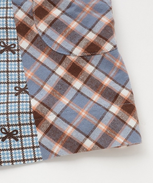 KP（ケーピー）の「チェック×mimiちゃん刺しゅう リバーシブルジャンスカ（ジャンパースカート・キッズ・ブルー/ピンク/ベージュ・90cm/110cm/100cm/120cm/130cm/80ｃｍ）」の4枚目の写真