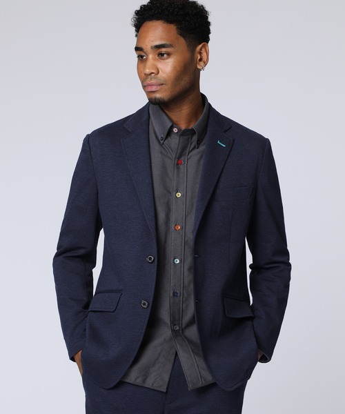 Psycho Bunny（サイコバニー）の「RENU モクロディニット調 セットアップジャケット（テーラードジャケット・メンズ・チャコールグレー/ネイビー・LL/LARGE/MEDIUM）」の2枚目の写真