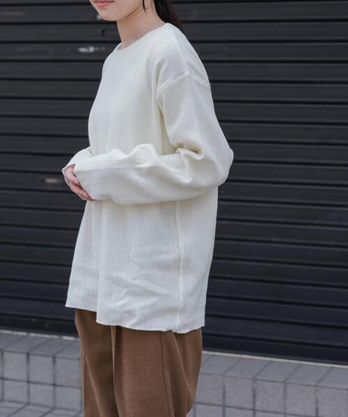 FORK&SPOON(フォークアンドスプーン)の「FORK&SPOON メッシュロングスリーブプルオーバー(Tシャツ/カットソー・レディース・ネイビー/アイボリー/チャコールグレー・1)」の8枚目の写真