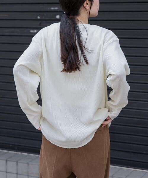 FORK&SPOON(フォークアンドスプーン)の「FORK&SPOON メッシュロングスリーブプルオーバー(Tシャツ/カットソー・レディース・ネイビー/アイボリー/チャコールグレー・1)」の10枚目の写真