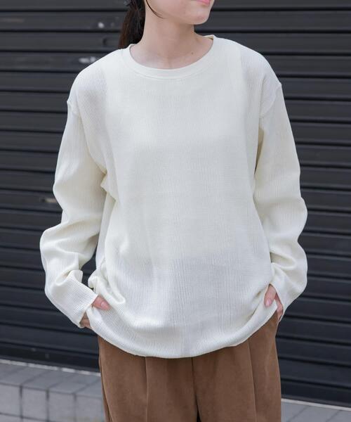 FORK&SPOON(フォークアンドスプーン)の「FORK&SPOON メッシュロングスリーブプルオーバー(Tシャツ/カットソー・レディース・ネイビー/アイボリー/チャコールグレー・1)」の12枚目の写真