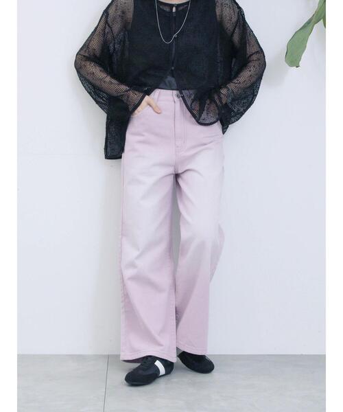 Samansa Mos2 blue(サマンサモスモスブルー)の「【ECO DENIM 】 ワイドストレートパンツ(その他パンツ・レディース・ピンク/ブルー/チャコールグレー・F)」の3枚目の写真