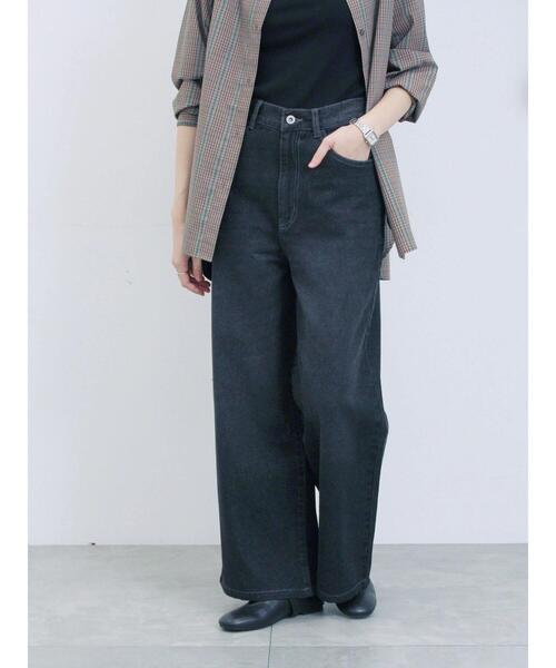 Samansa Mos2 blue(サマンサモスモスブルー)の「【ECO DENIM 】 ワイドストレートパンツ(その他パンツ・レディース・ピンク/ブルー/チャコールグレー・F)」の4枚目の写真