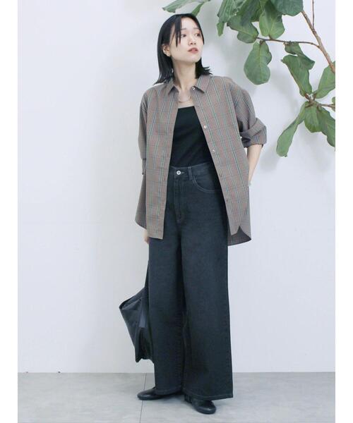 Samansa Mos2 blue(サマンサモスモスブルー)の「【ECO DENIM 】 ワイドストレートパンツ(その他パンツ・レディース・ピンク/ブルー/チャコールグレー・F)」の8枚目の写真