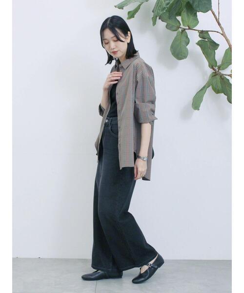 Samansa Mos2 blue(サマンサモスモスブルー)の「【ECO DENIM 】 ワイドストレートパンツ(その他パンツ・レディース・ピンク/ブルー/チャコールグレー・F)」の9枚目の写真