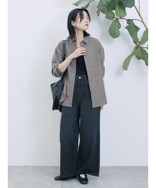 Samansa Mos2 blue(サマンサモスモスブルー)の「【ECO DENIM 】 ワイドストレートパンツ(その他パンツ・レディース・ピンク/ブルー/チャコールグレー・F)」の12枚目の写真