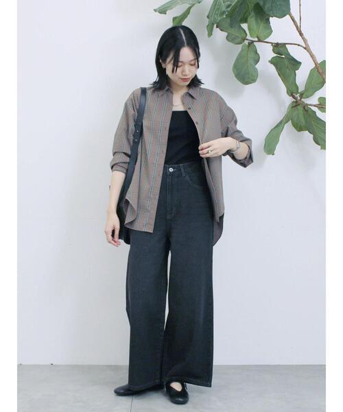 Samansa Mos2 blue(サマンサモスモスブルー)の「【ECO DENIM 】 ワイドストレートパンツ(その他パンツ・レディース・ピンク/ブルー/チャコールグレー・F)」の13枚目の写真