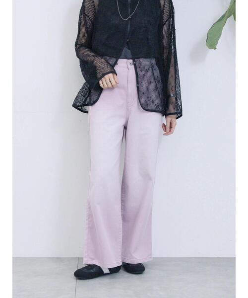 Samansa Mos2 blue(サマンサモスモスブルー)の「【ECO DENIM 】 ワイドストレートパンツ(その他パンツ・レディース・ピンク/ブルー/チャコールグレー・F)」の14枚目の写真