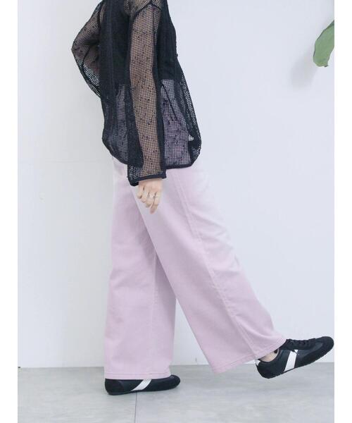 Samansa Mos2 blue(サマンサモスモスブルー)の「【ECO DENIM 】 ワイドストレートパンツ(その他パンツ・レディース・ピンク/ブルー/チャコールグレー・F)」の15枚目の写真