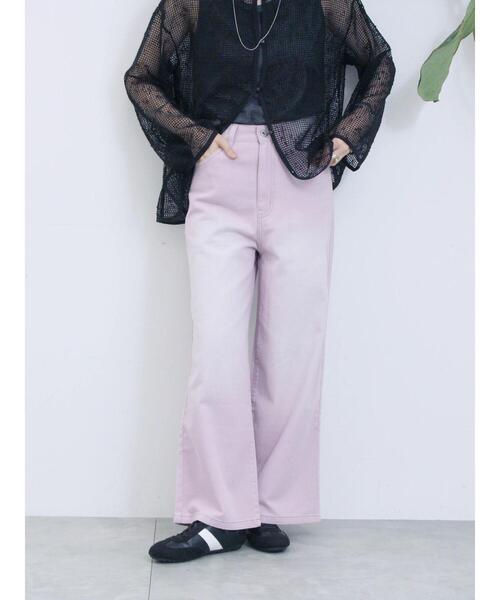 Samansa Mos2 blue(サマンサモスモスブルー)の「【ECO DENIM 】 ワイドストレートパンツ(その他パンツ・レディース・ピンク/ブルー/チャコールグレー・F)」の18枚目の写真