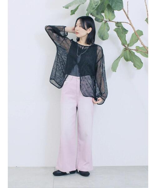 Samansa Mos2 blue(サマンサモスモスブルー)の「【ECO DENIM 】 ワイドストレートパンツ(その他パンツ・レディース・ピンク/ブルー/チャコールグレー・F)」の19枚目の写真