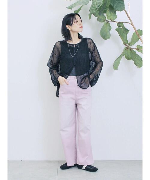 Samansa Mos2 blue(サマンサモスモスブルー)の「【ECO DENIM 】 ワイドストレートパンツ(その他パンツ・レディース・ピンク/ブルー/チャコールグレー・F)」の22枚目の写真