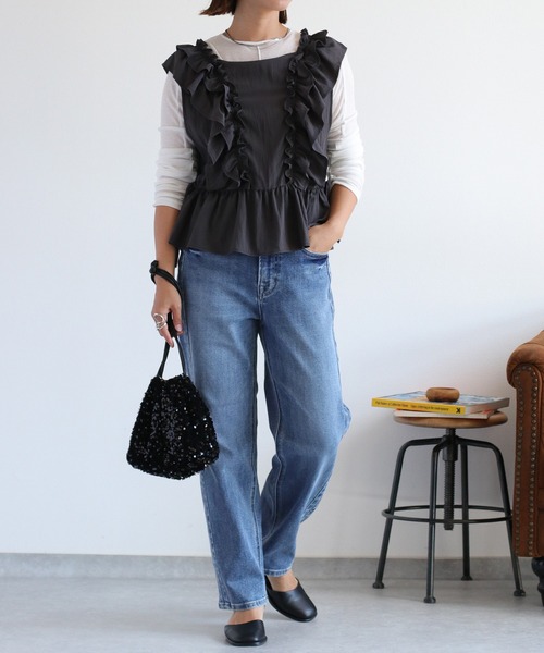 cepo（セポ）の「STREAMデニムパンツ〈クロップド / 丈短め〉（デニムパンツ・レディース・ブルー系2/ブルー系3・L/M/S）」の16枚目の写真