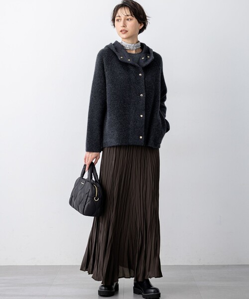 VERY掲載】ラクーンブレンドダブルフェイス ニット フーディー