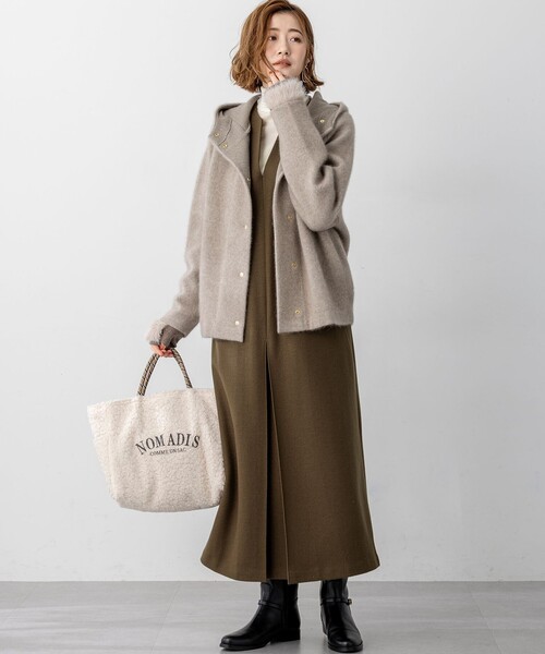 VERY掲載】ラクーンブレンドダブルフェイス ニット フーディー