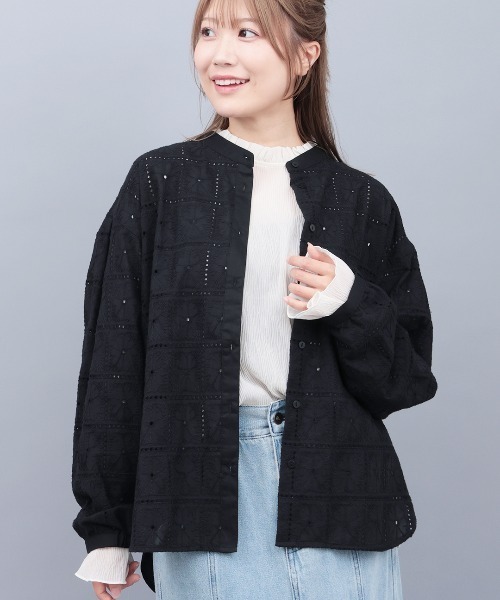 チチカカ（チチカカ）の「レース切替ブラウス（シャツ/ブラウス・レディース・ホワイト/ブラック/カーキ・FREE）」の2枚目の写真