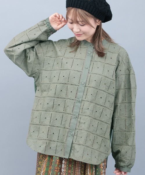 チチカカ（チチカカ）の「レース切替ブラウス（シャツ/ブラウス・レディース・ホワイト/ブラック/カーキ・FREE）」の9枚目の写真