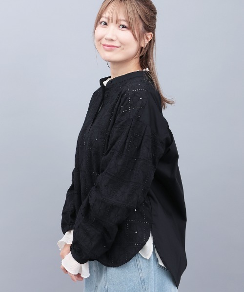 チチカカ（チチカカ）の「レース切替ブラウス（シャツ/ブラウス・レディース・ホワイト/ブラック/カーキ・FREE）」の7枚目の写真