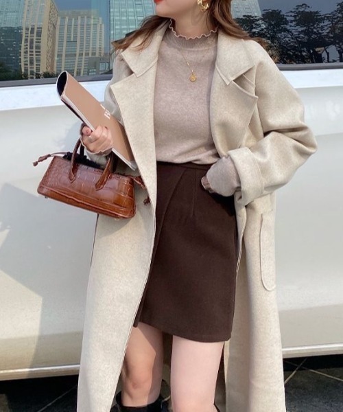 Beststore（ベストストア）の「フリル襟 ニットトップス ハイネックニットセーター（ニット/セーター・レディース・カーキ/アイボリー/ブラック/ブラウン系その他/ホワイト/ブラウン・FREE）」の11枚目の写真