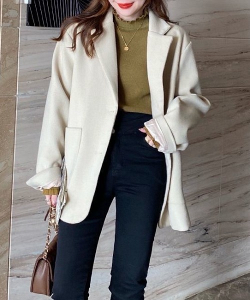 Beststore（ベストストア）の「フリル襟 ニットトップス ハイネックニットセーター（ニット/セーター・レディース・カーキ/アイボリー/ブラック/ブラウン系その他/ホワイト/ブラウン・FREE）」の17枚目の写真