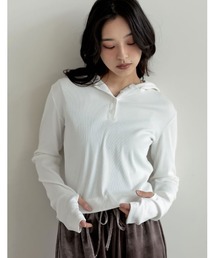 [2025AW COLLECTION][汗じみ防止][UVカット]リブカットソーフーディートップス