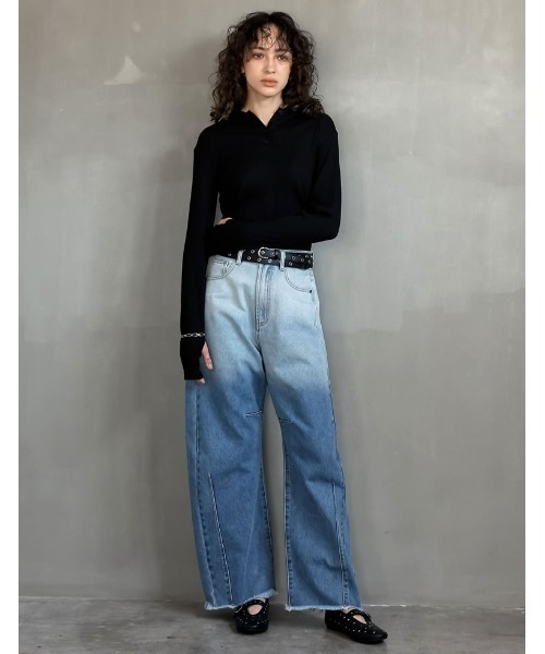 Re:EDIT（リエディ）の「[2025AW COLLECTION][汗じみ防止][UVカット]リブカットソーフーディートップス（パーカー・レディース・ブラック/チャコールグレー/ホワイト/ネイビー・MEDIUM/LARGE）」の5枚目の写真