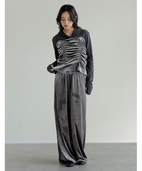 Re:EDIT（リエディ）の「[2025AW COLLECTION][汗じみ防止][UVカット]リブカットソーフーディートップス（パーカー・レディース・ブラック/チャコールグレー/ホワイト/ネイビー・MEDIUM/LARGE）」の16枚目の写真