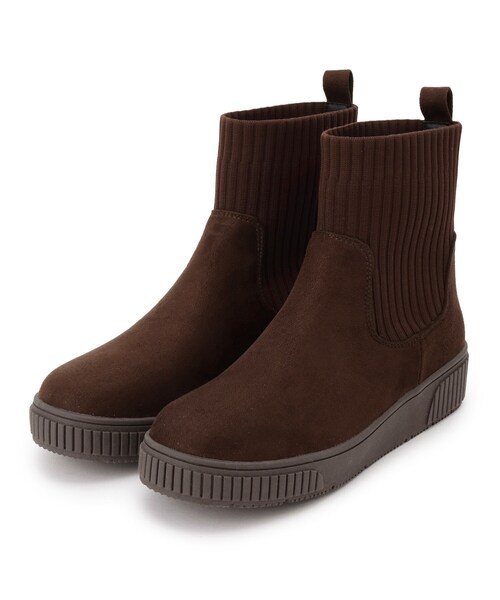 SHOO・LA・RUE（シューラルー）の「【撥水/低反発クッション】すっぽりラクラク はきぐちニットブーツ（ブーツ・レディース・カーキ系4/アイボリー/ブラック/ブラウン系その他/ブラック系7/ピンク系その他/ネイビー系5/キャメル/ワインレッド/ダークブラウン系7・25/35/45/50）」の6枚目の写真