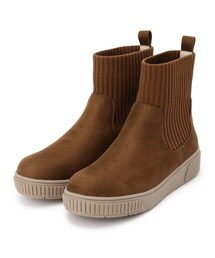 SHOO・LA・RUE（シューラルー）の「【撥水/低反発クッション】すっぽりラクラク はきぐちニットブーツ（ブーツ）」