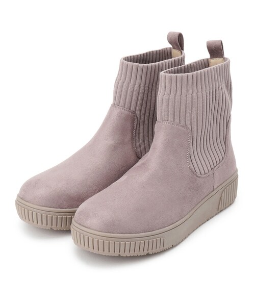 SHOO・LA・RUE（シューラルー）の「【撥水/低反発クッション】すっぽりラクラク はきぐちニットブーツ（ブーツ・レディース・カーキ系4/アイボリー/ブラック/ブラウン系その他/ブラック系7/ピンク系その他/ネイビー系5/キャメル/ワインレッド/ダークブラウン系7・25/35/45/50）」の9枚目の写真