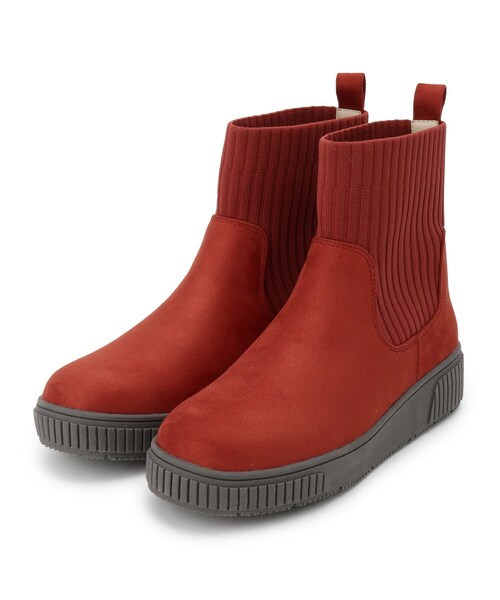 SHOO・LA・RUE（シューラルー）の「【撥水/低反発クッション】すっぽりラクラク はきぐちニットブーツ（ブーツ・レディース・カーキ系4/アイボリー/ブラック/ブラウン系その他/ブラック系7/ピンク系その他/ネイビー系5/キャメル/ワインレッド/ダークブラウン系7・25/35/45/50）」の10枚目の写真